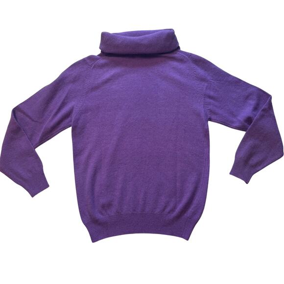 Vintage Purple Angora Lambswool  blend Turtleneck Sweater M Soft Fuzzy Pullover - Picture 2 of 6
